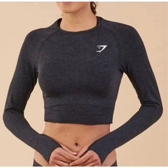 Gymshark vital seamless 2.0 long sleeve crop top gray medium - Picture 5 of 9